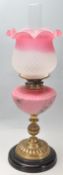 VICTORIAN WRIGHT AND BUTLER OIL LAMP WITH CRANBERRY GLASS SHADE