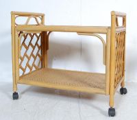 LATE 20TH CENTURY BAMBOO AND WIKER SERVING TROLLEY