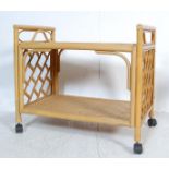 LATE 20TH CENTURY BAMBOO AND WIKER SERVING TROLLEY