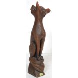 VINTAGE 20TH CENTURY STYLISED WOODEN ORNAMENT OF A FOX