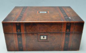 19TH CENTURY WALNUT, ROSEWOOD AND MAHOGANY INLAID TUNBRIDGE BOX