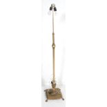 ANTIQUE STYLE BRASS AND ONYX FLOOR STANDING STANDARD LAMP