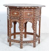 20TH CENTURY INDIAN WOOD AND BONE INLAID BENARES TABLE