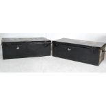 COLLECTION OF THREE VINTAGE INDUSTRIAL 20TH CENTURY STEAMER TRUNKS