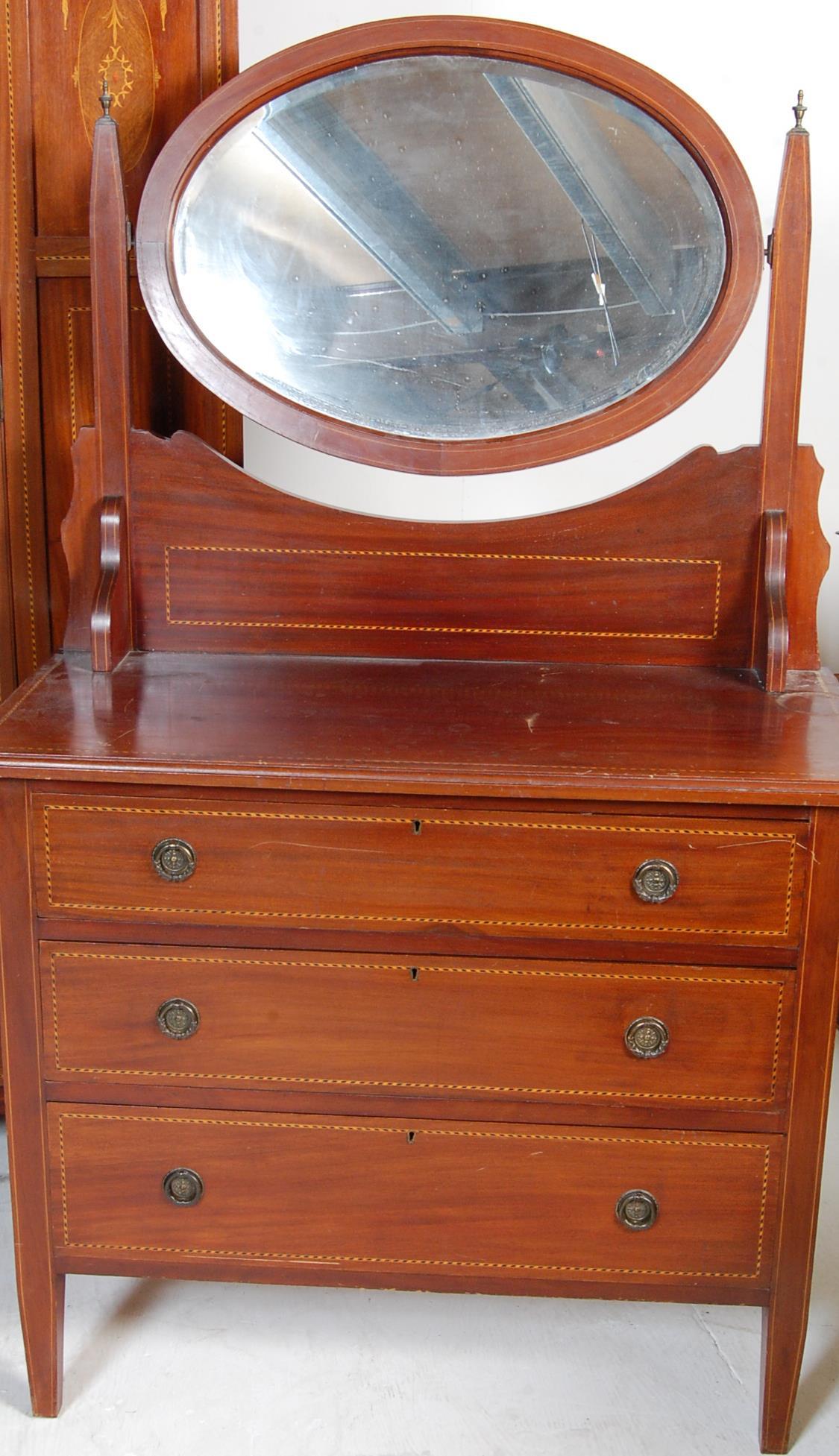 EDWARDIAN MAHOGANY INLAID CHEST OF DRAWERS - Image 6 of 16