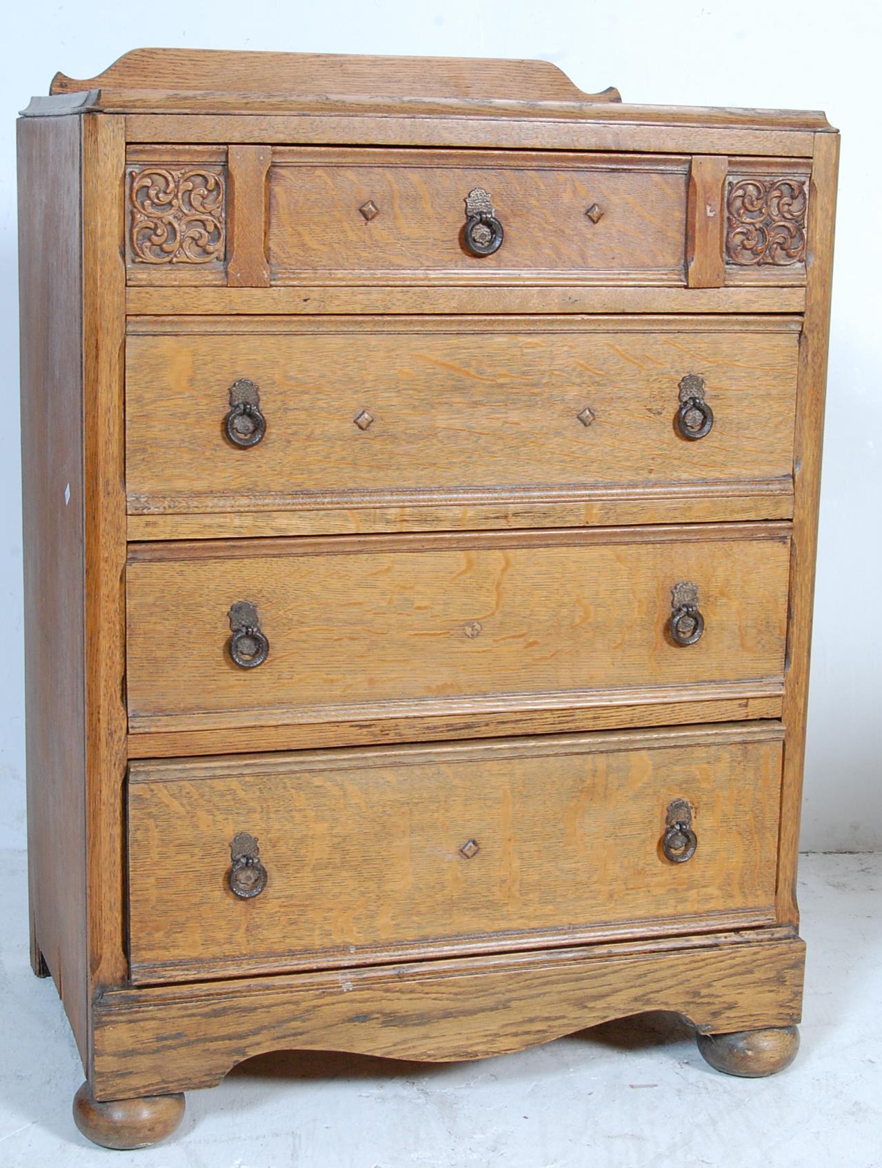 1930S OAK PEDESTAL CHEST OF DRAWERS