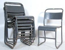 SET OF SIX RETRO VINTAGE INDUSTRIAL METAL CHAIRS