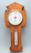 ARTS AND CRAFTS OAK WALL MOUNTED ANEROID BAROMETER