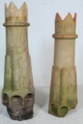 TWO 19TH CENTURY VICTORIAN CHAMPION KING CHIMNEY POTS
