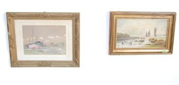 TWO 20TH CENTURY BOATING RELATED PAINTINGS