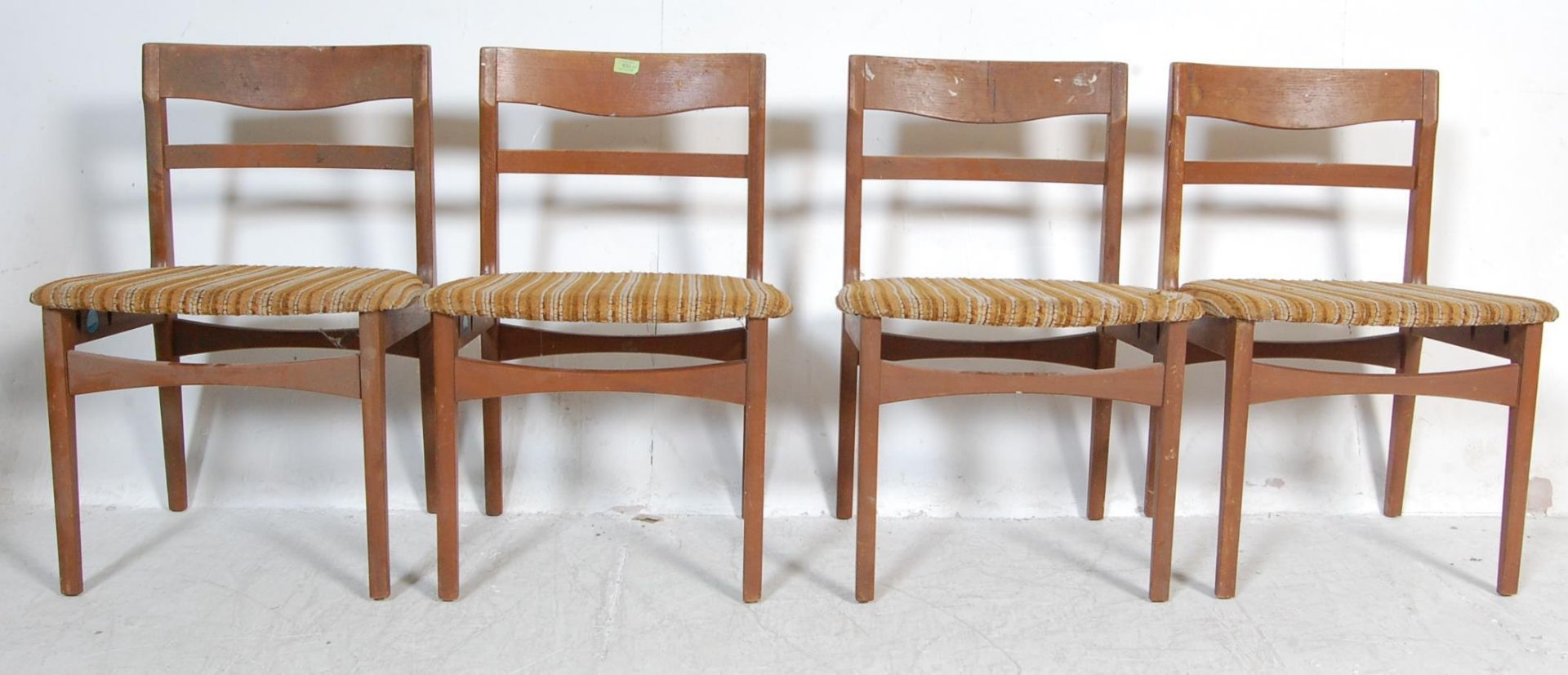 FOUR VINTAGE TEAK WOOD FRAME DINING CHAIRS BY NATHAN