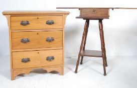 MID 20TH CENTURY SATINWOOD CHEST OF DRAWERS AND MAHOGANY SIDE TABLE