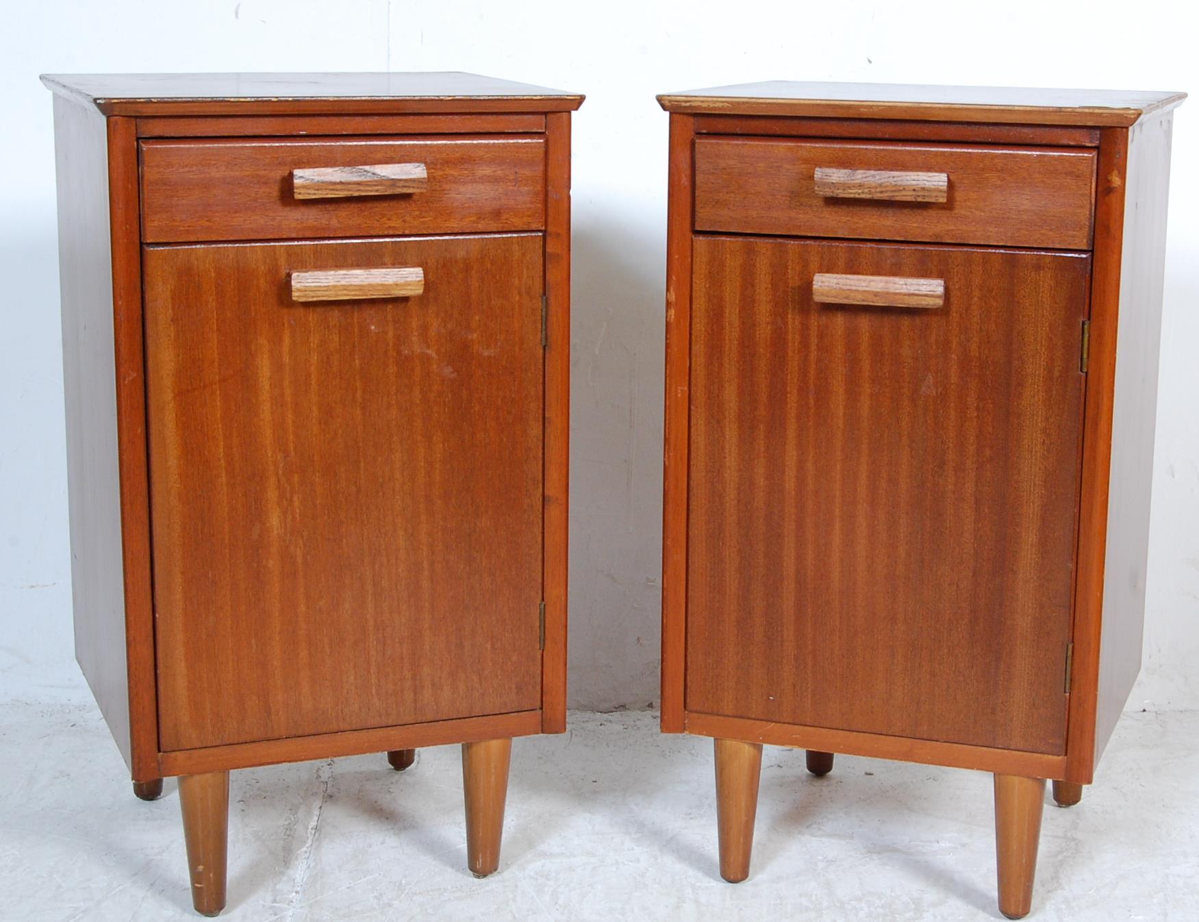 TWO TEAK WOOD BEDSIDE CABINETS