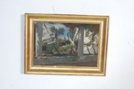 VINTAGE 20TH CENTURY OIL ON CANVAS PAINTING OF FRENCH HILLSIDE