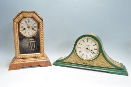 VINTAGE 20TH CENTURY REGENCY STYLE MANTEL CLOCK TOGETHER WITH ANOTHER