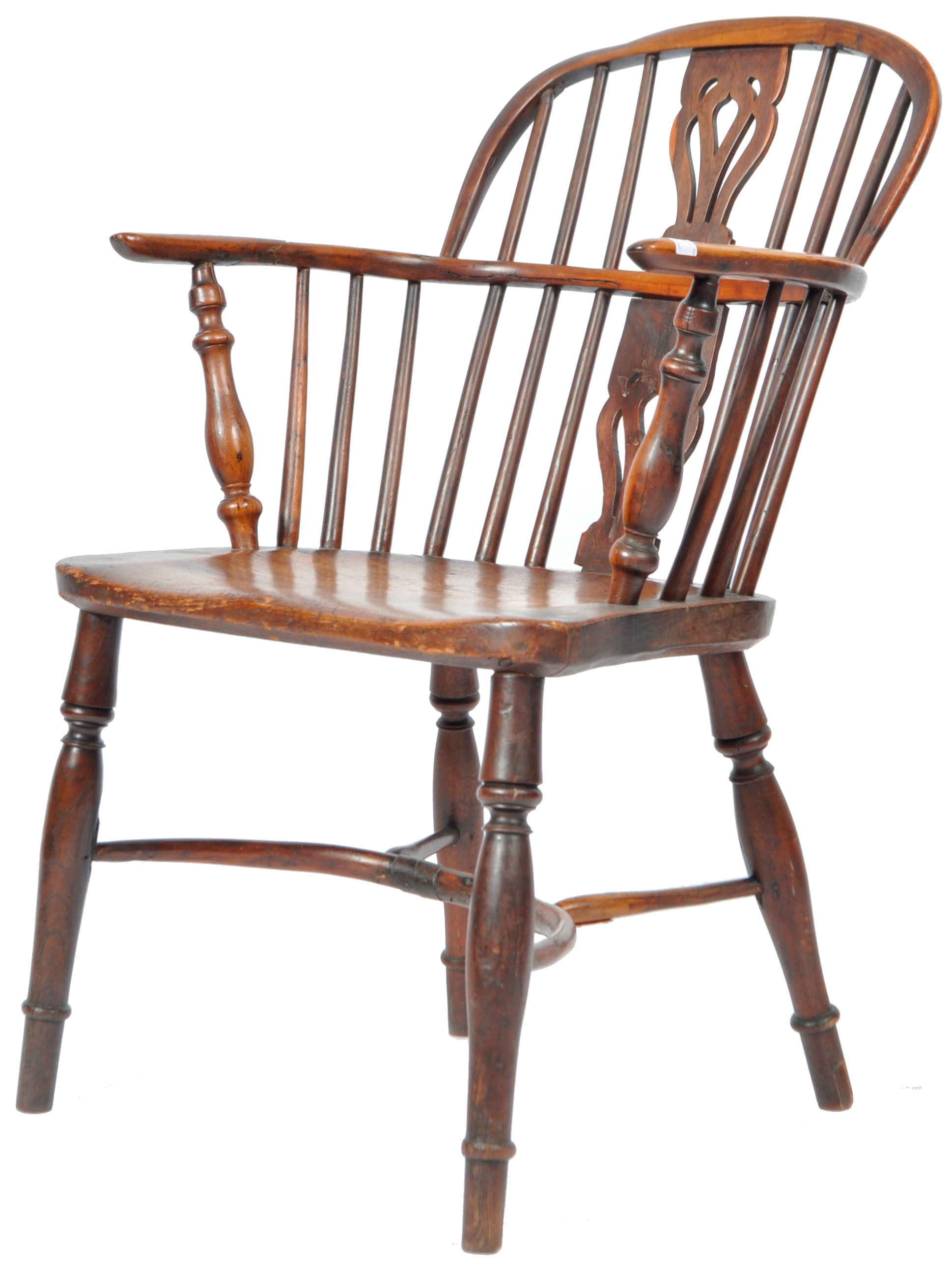 ANTIQUE GEORGIAN YEW AND ELM CRINOLINE WINDSOR ARMCHAIR