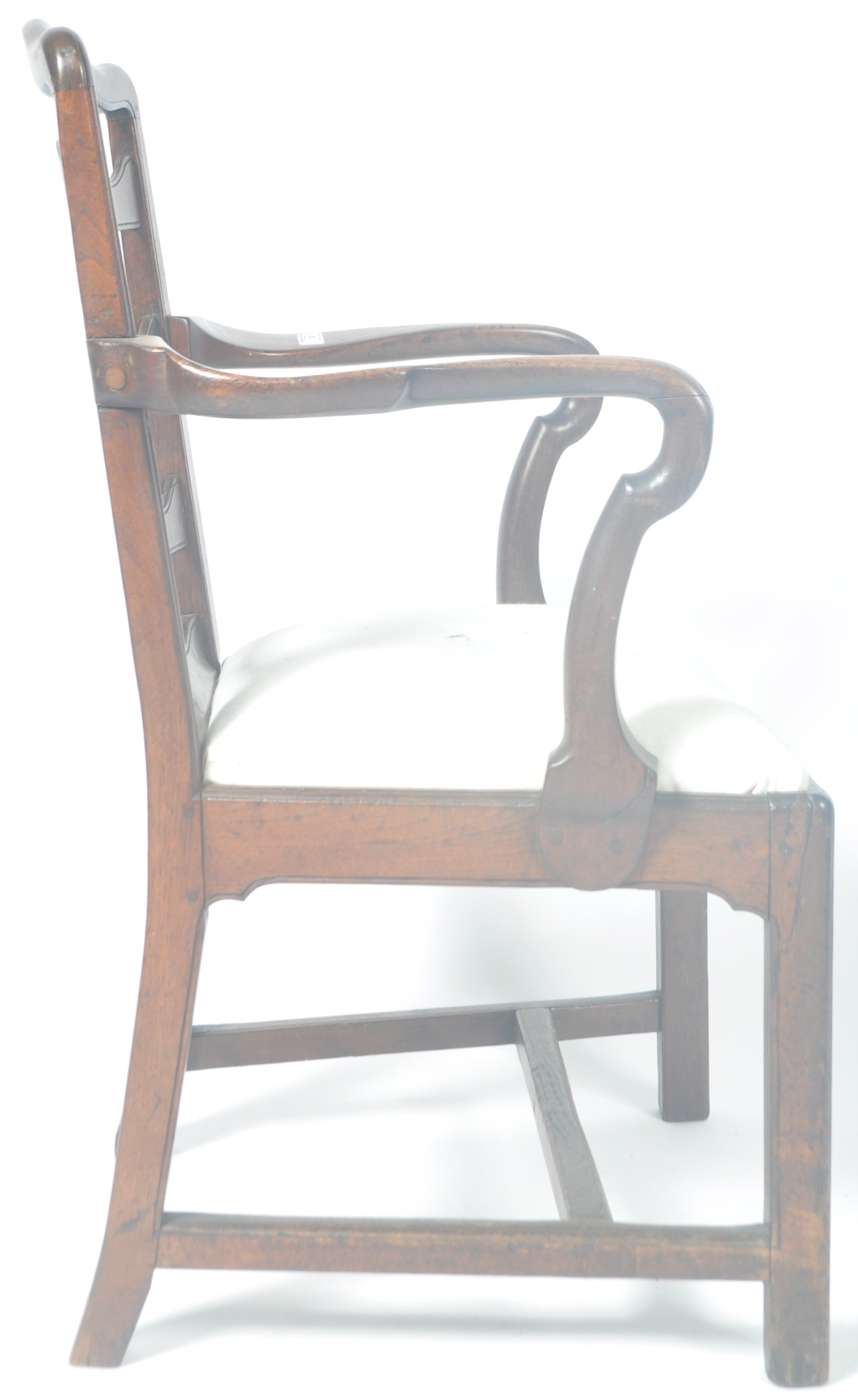 ANTIQUE GEORGIAN MANNER WALNUT SHEPHERDS CROOK ARMCHAIR - Image 6 of 8