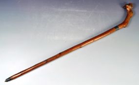 19TH CENTURY VICTORIAN CARVED BLACKTHORN WALKING STICK CANE