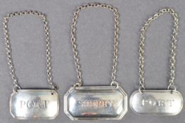 COLLECTION OF ANTIQUE SILVER DECANTER LABELS