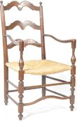 ANTIQUE 18TH CENTURY GEORGIAN COUNTRY HOUSE LADDER BACK CHAIR