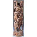 19TH CENTURY CHINESE CARVED HARDWOOD LIU HAI FIGURE