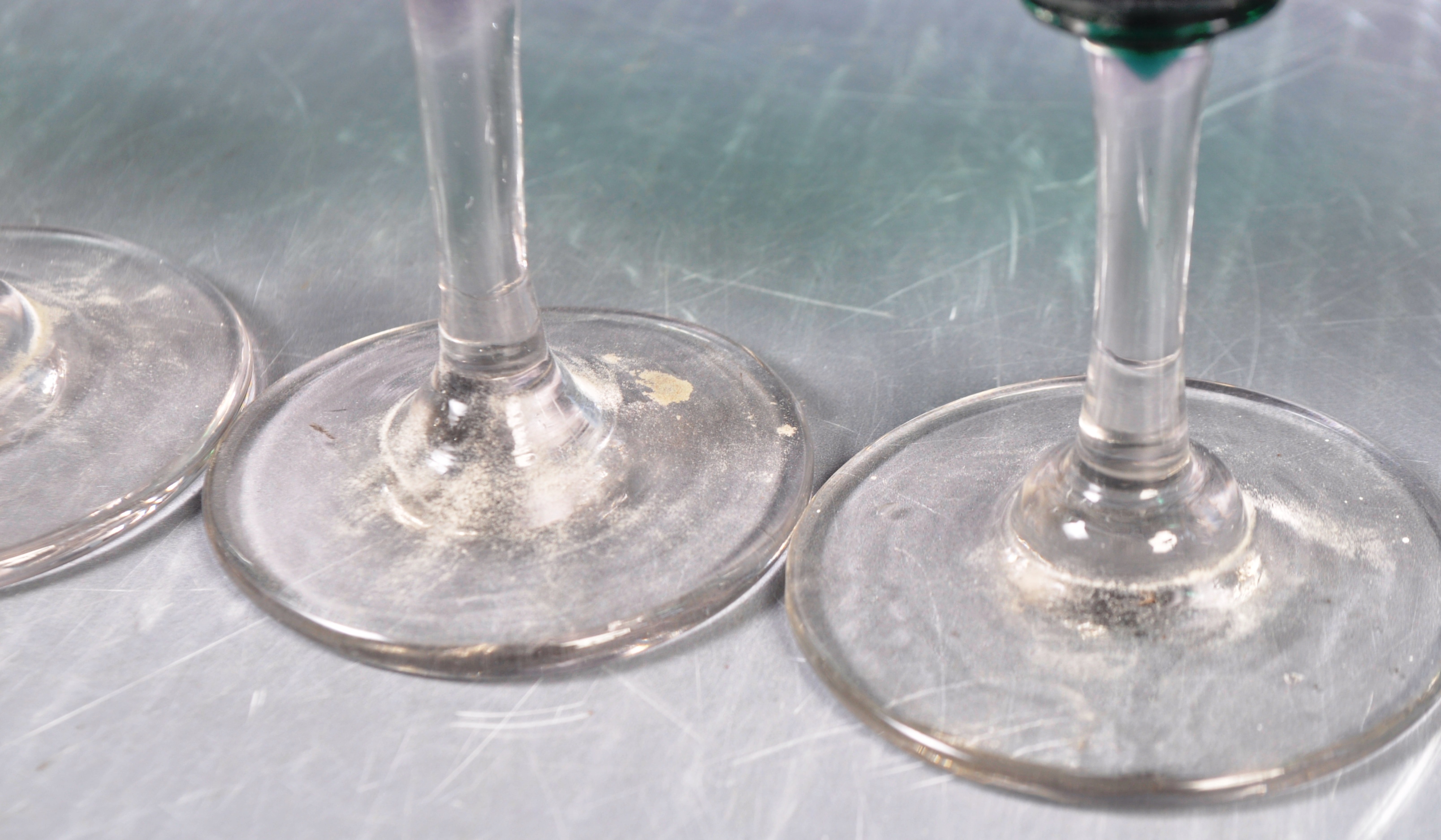 ANTIQUE GEORGIAN BRISTOL GREEN WINE GLASSES - Image 6 of 9