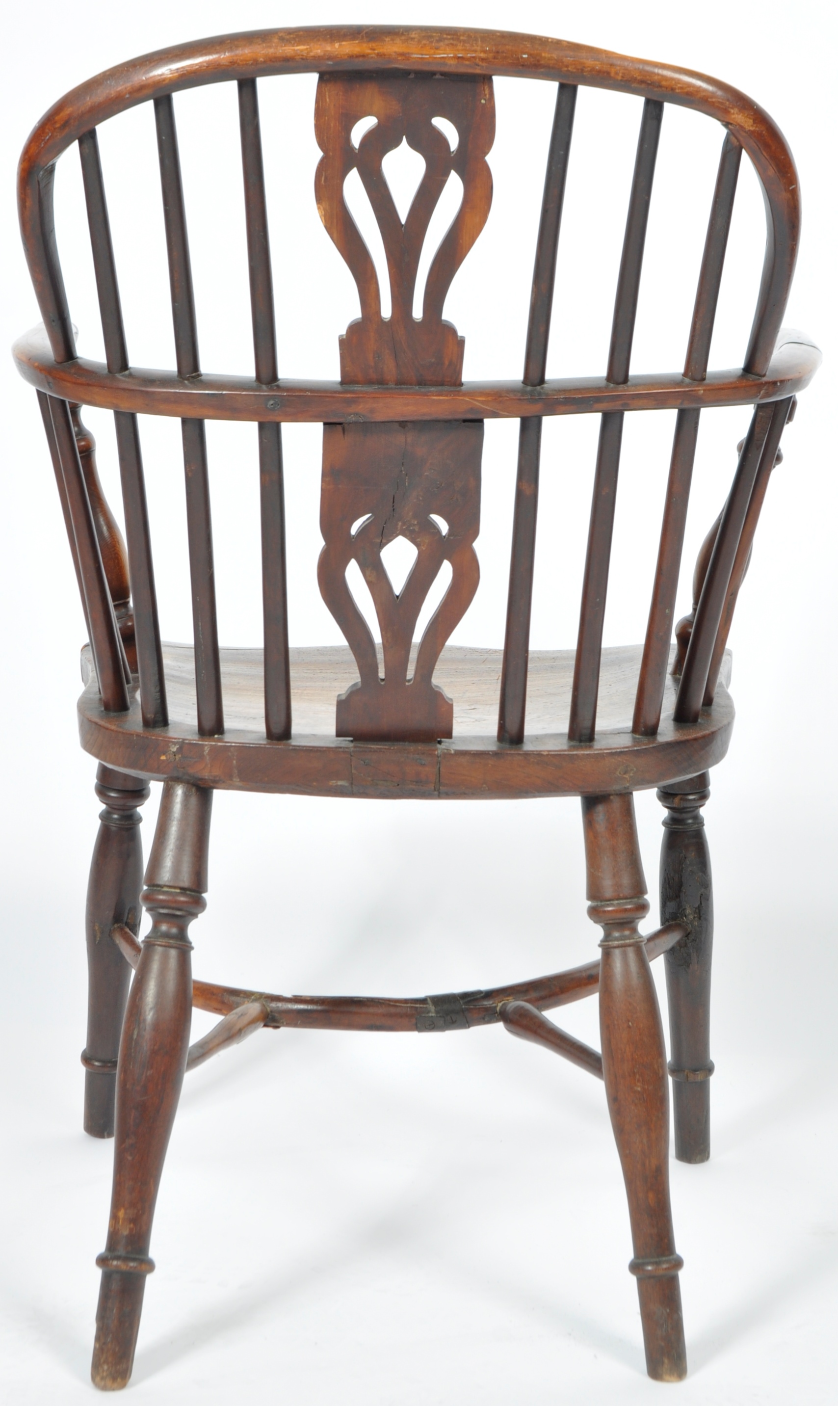 ANTIQUE GEORGIAN YEW AND ELM CRINOLINE WINDSOR ARMCHAIR - Image 6 of 8