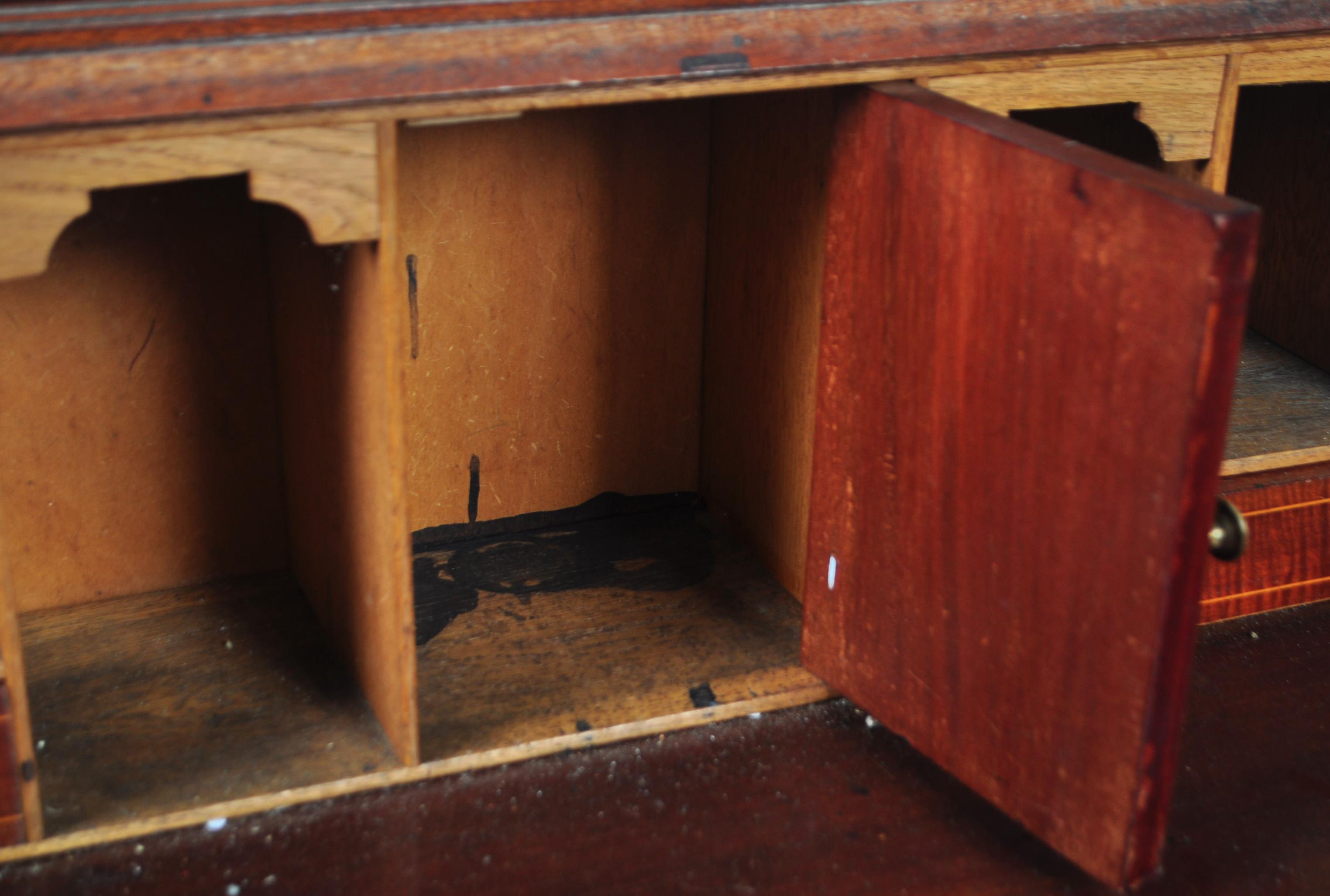 EDWARDIAN ASTRAGAL GLAZED BUREAU WRITING DESK BOOKCASE - Image 6 of 12