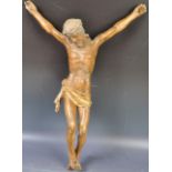 ANTIQUE VICTRIAN GILT HAND CARVED CRUCIFIX FIGURE OF JESUS CHRIST