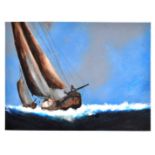 DAVID CHAMBERS - ENGLISH ARTIST - OIL ON BOARD PAINTING OF A SAILING BOAT