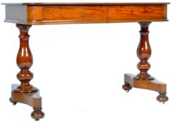 19TH CENTURY VICTORIAN MAHOGANY DOUBLE DRAWER SIDE TABLE