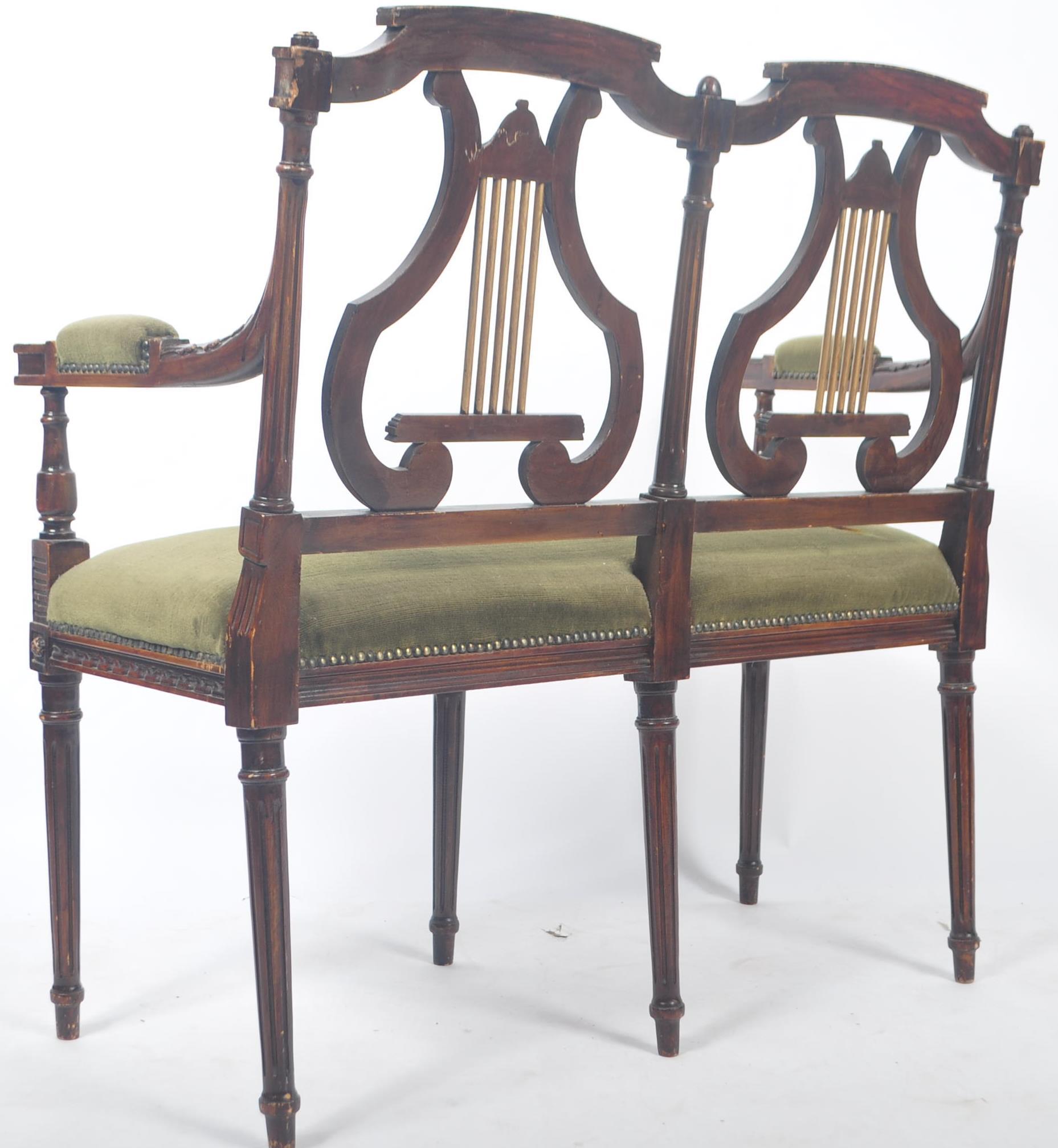 19TH CENTURY REGENCY CARVED MAHOGANY TWO SEATER LOVE SEAT - Image 10 of 10