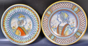 PAIR OF MID CENTURY ITALIAN HAND PAINTED MAJOLICA PLATES