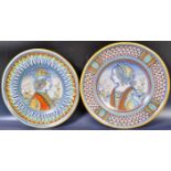 PAIR OF MID CENTURY ITALIAN HAND PAINTED MAJOLICA PLATES