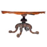 19TH CENTURY VICTORIAN WALNUT TILTOP LOO CENTRE COFFEE TABLE