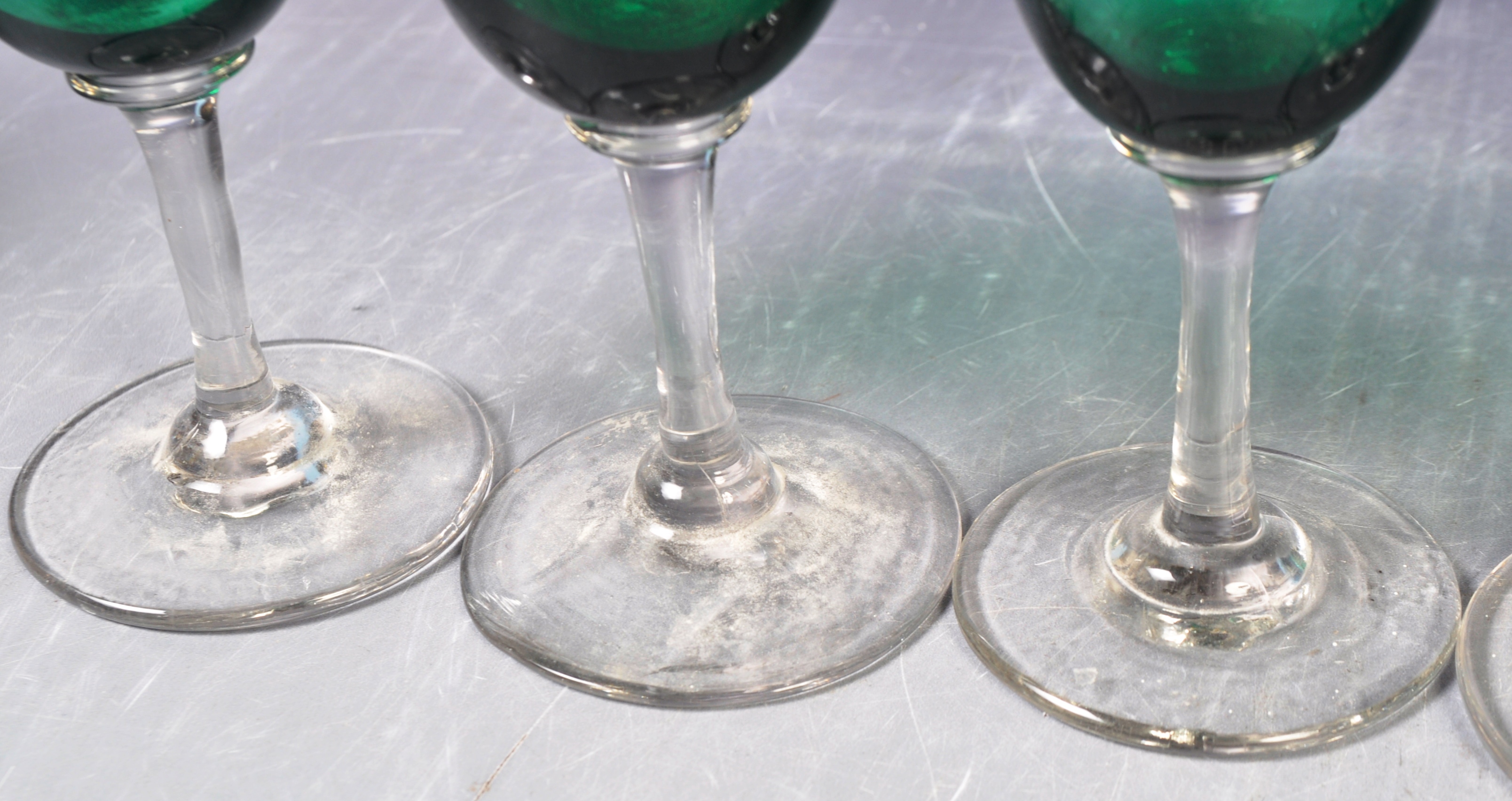 ANTIQUE GEORGIAN BRISTOL GREEN WINE GLASSES - Image 7 of 9