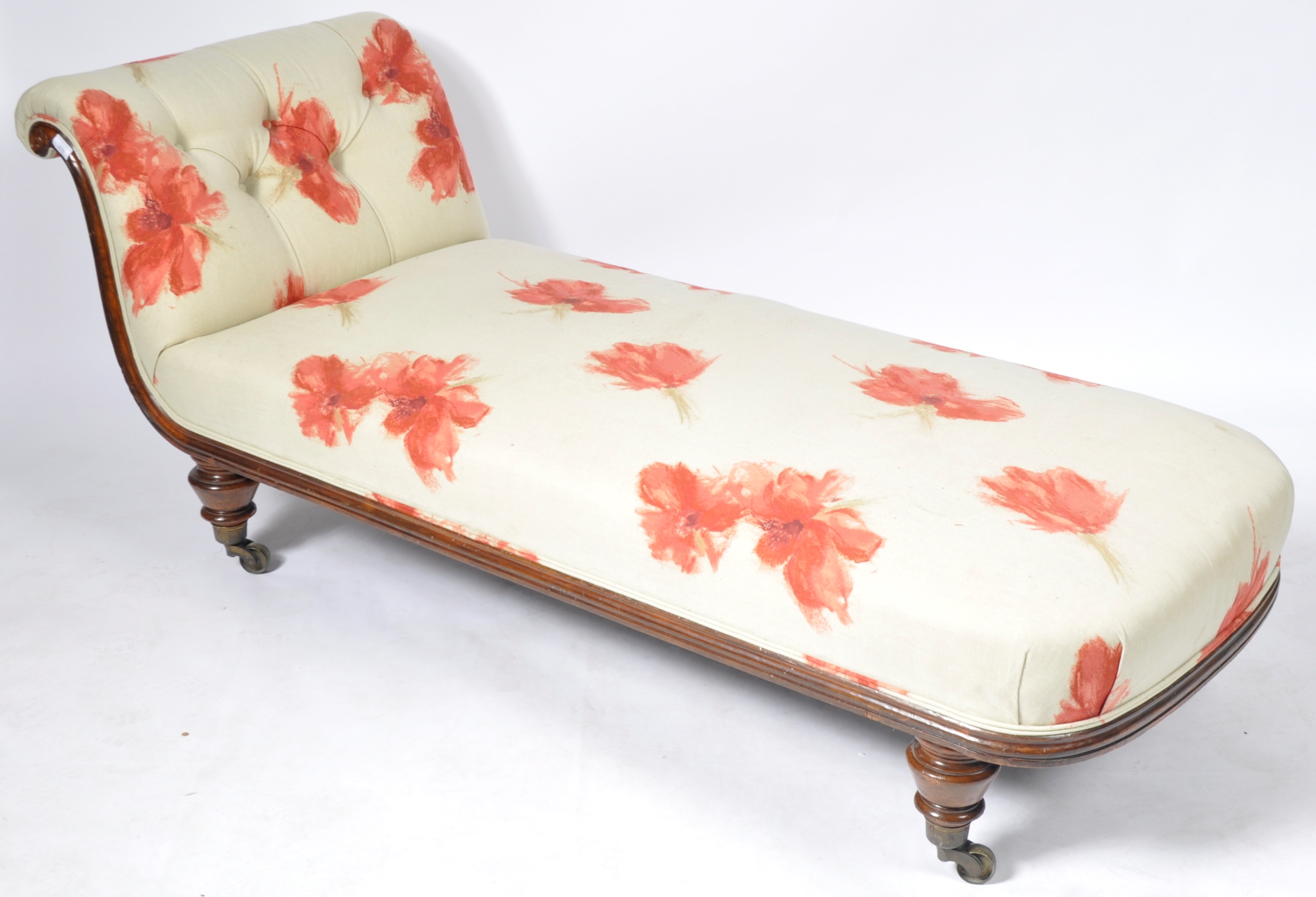 19TH CENTURY VICTORIAN MAHOGANY CHAISE LOUNGE DAYBED - Image 2 of 8