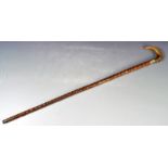 19TH CENTURY VICTORIAN BLACKTHORN AND HORN WALKING STICK CANE