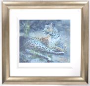 ROLF HARRIS - LEOPARD RECLINING AT DUSK - SIGNED PRINT