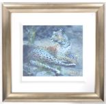 ROLF HARRIS - LEOPARD RECLINING AT DUSK - SIGNED PRINT