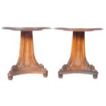 PAIR OF ANTIQUE MAHOGANY TREFOIL CARVED SIDE TABLES