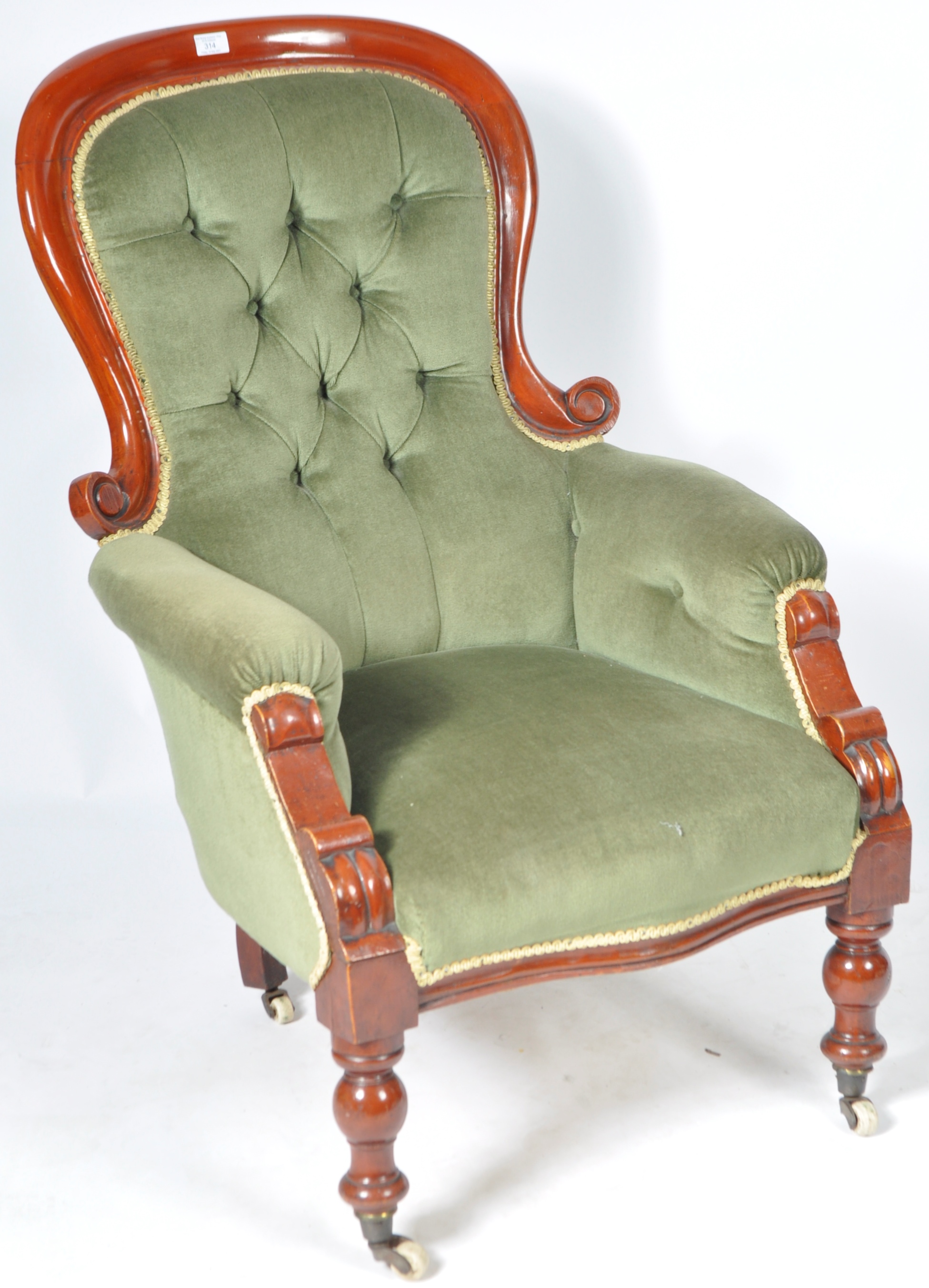 19TH CENTURY VICTORIAN MAHOGANY BUTTON BACK CHAIR - Image 2 of 9