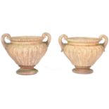 ATTRIBUTED TO JAMES PULHAM - PAIR OF TERRACOTTA URNS