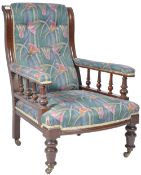 19TH CENTURY VICTORIAN MAHOGANY LIBRARY ARMCHAIR