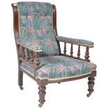 19TH CENTURY VICTORIAN MAHOGANY LIBRARY ARMCHAIR