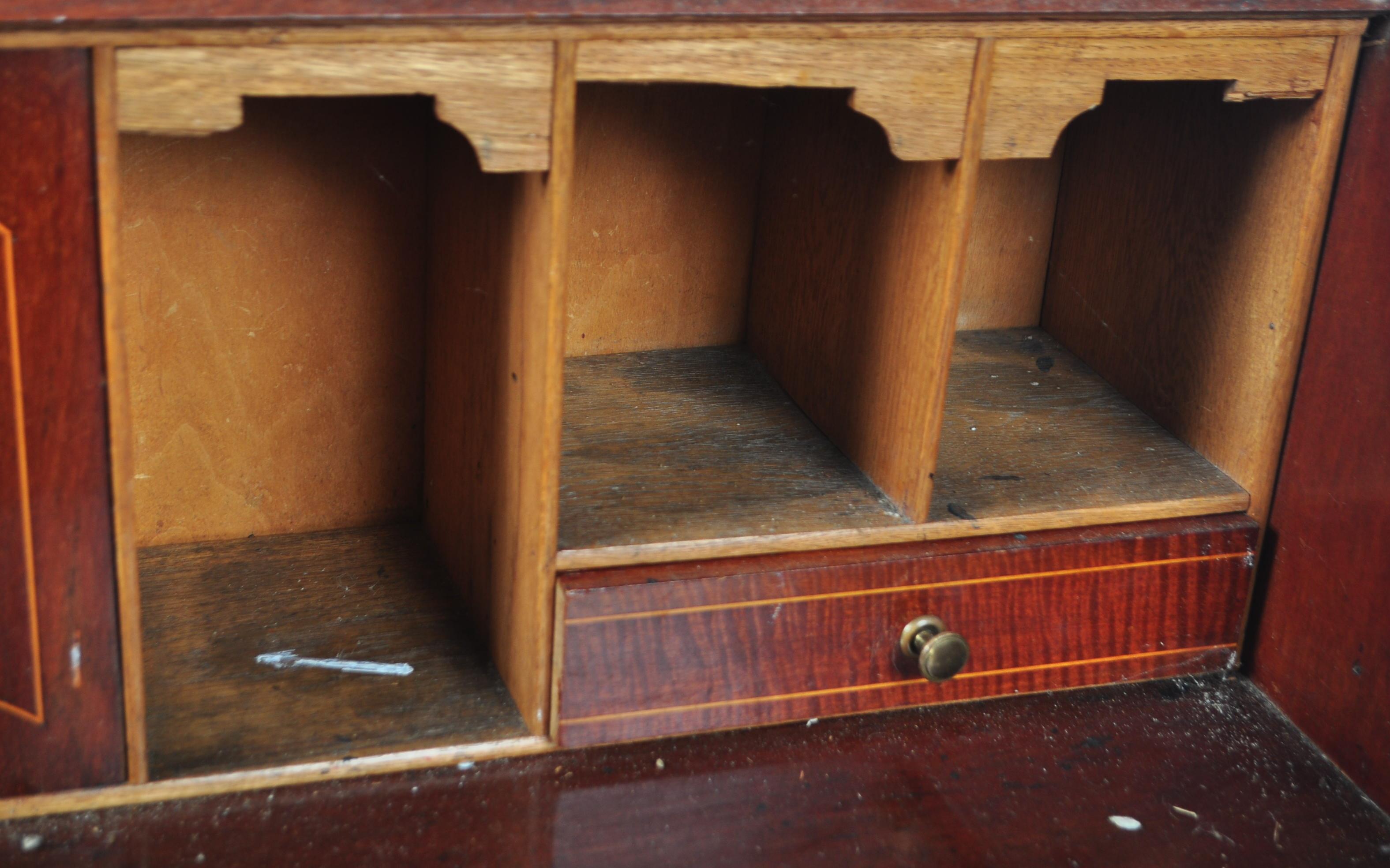 EDWARDIAN ASTRAGAL GLAZED BUREAU WRITING DESK BOOKCASE - Image 7 of 12