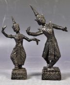 PAIR OF THAI SIAM BRONZE FIGURINES OF DANCING FIGURINES