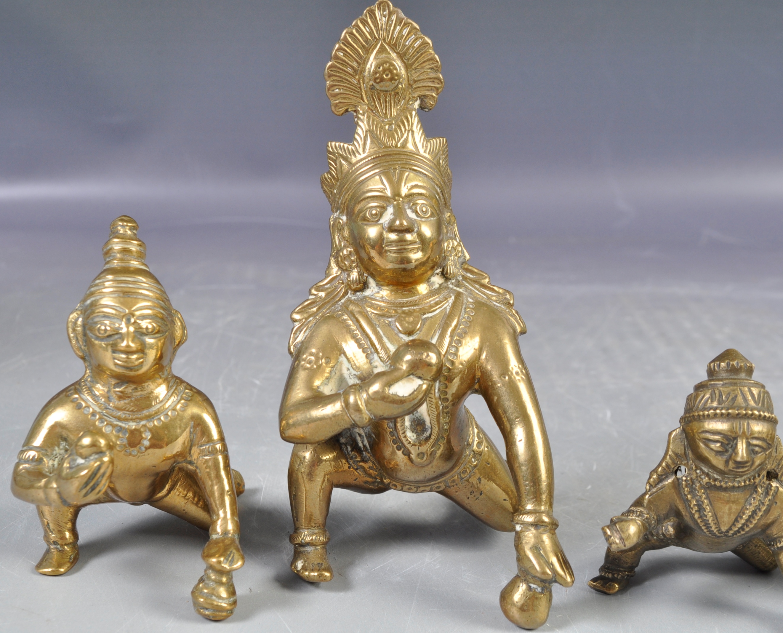 COLLECTION OF ANTIQUE FIGURES OF BOY KRISHNA AND BUTTER BALL - Image 3 of 5