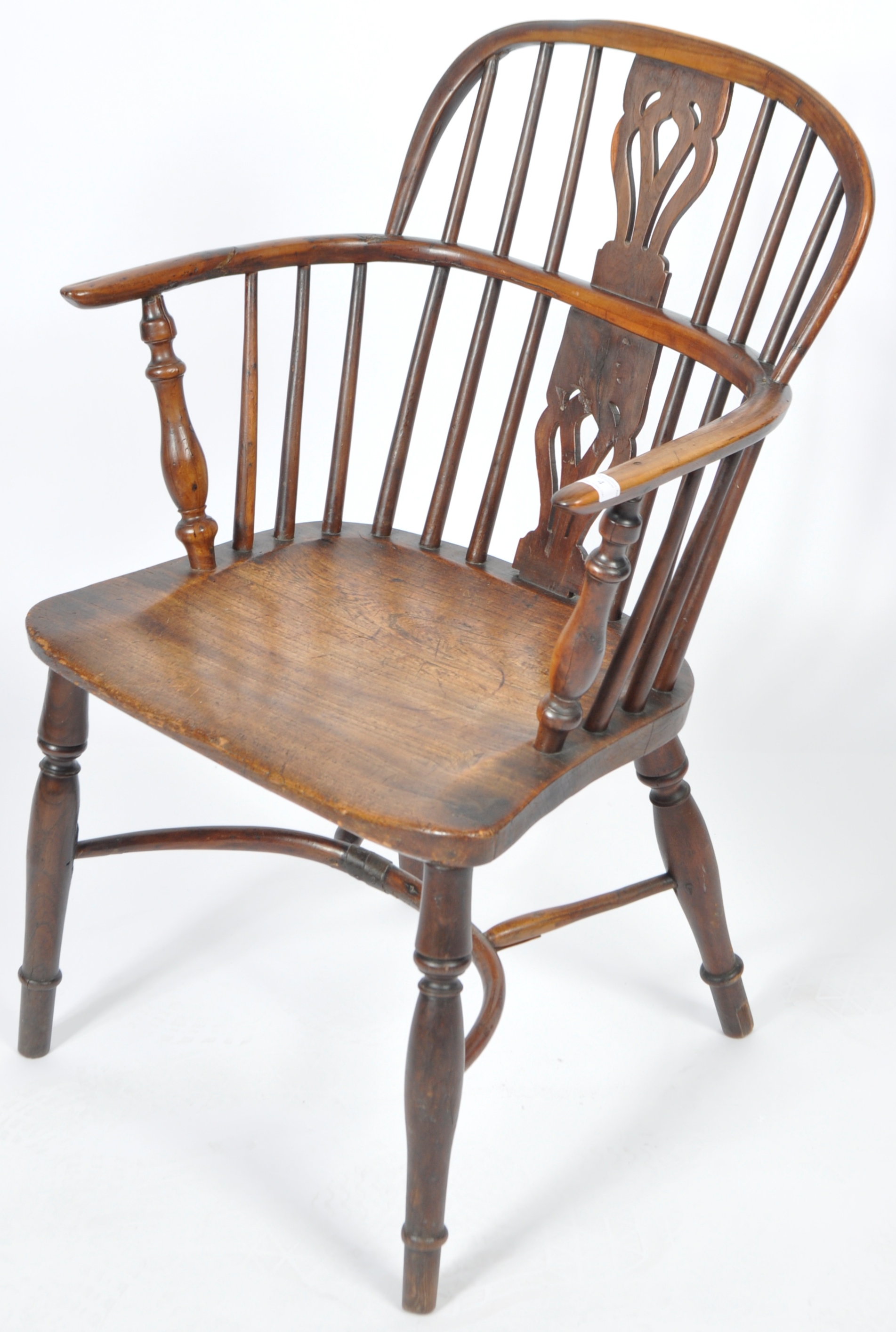 ANTIQUE GEORGIAN YEW AND ELM CRINOLINE WINDSOR ARMCHAIR - Image 2 of 8