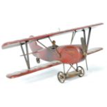 20TH CENTURY RUSTIC HAND PAINTED MODEL OF A BIPLANE